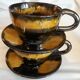 set of cups and saucers, ceramic glaze, 80s
