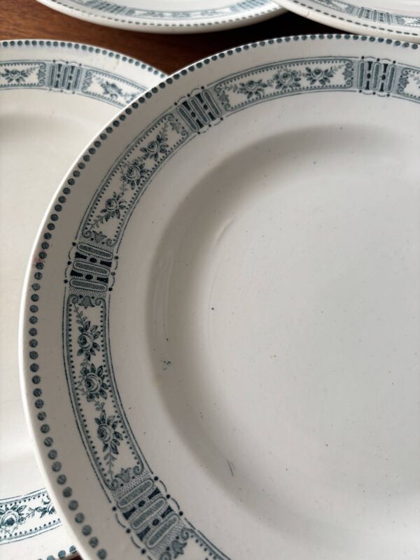 Lot de 6 assiettes plates anciennes Moulin des Loups & Hamage modèle P