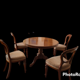 Round table and 4 chairs mahogany of the indies