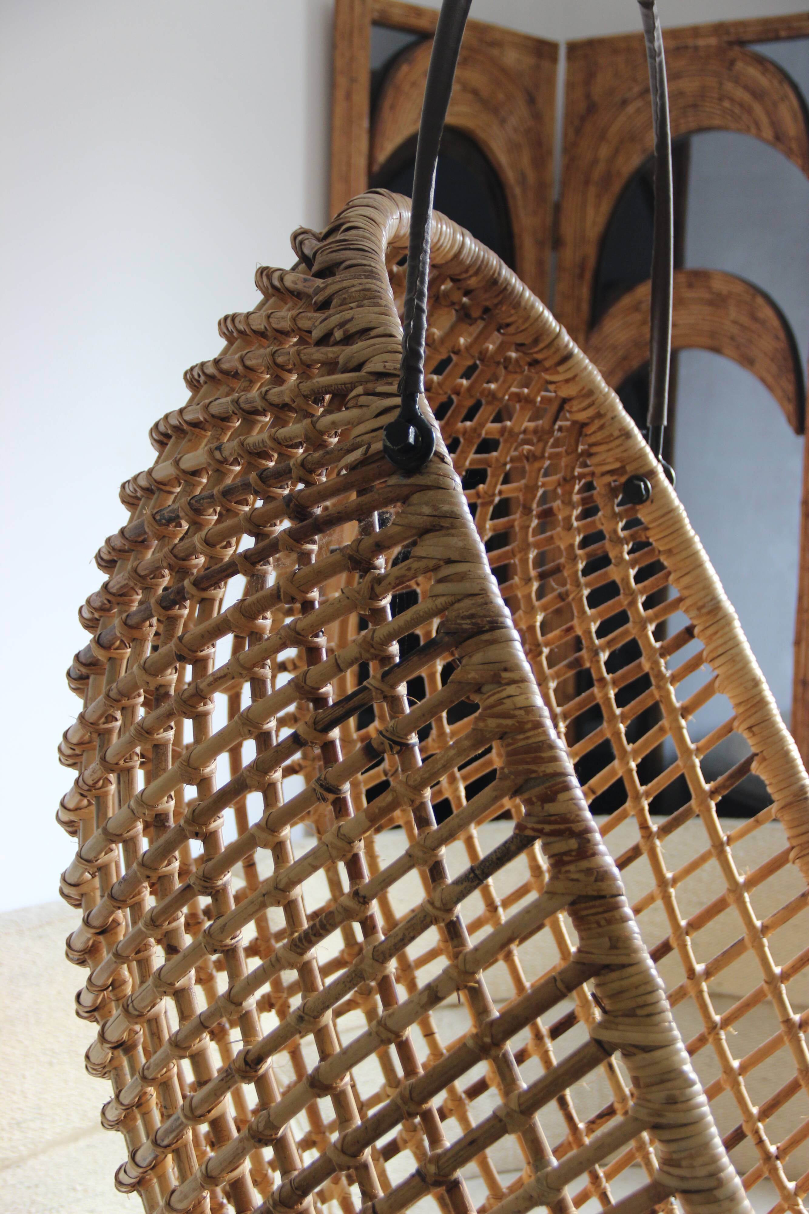 Suspended rattan chair, France, 1970