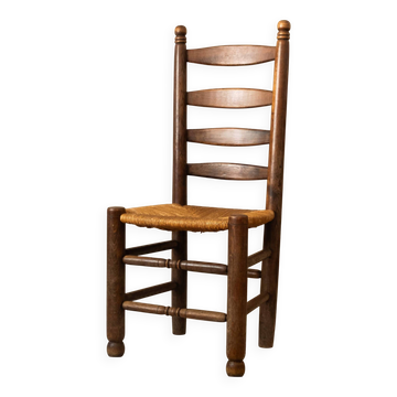 Chaises paillées brutalistes - Dlg Charles Dudouyt, début XXème