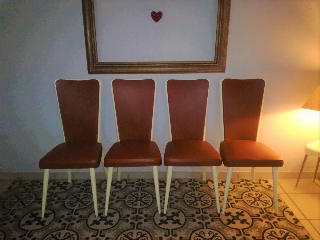 Rare vintage feet compass leatherette chairs 4