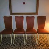 Rare vintage feet compass leatherette chairs 4
