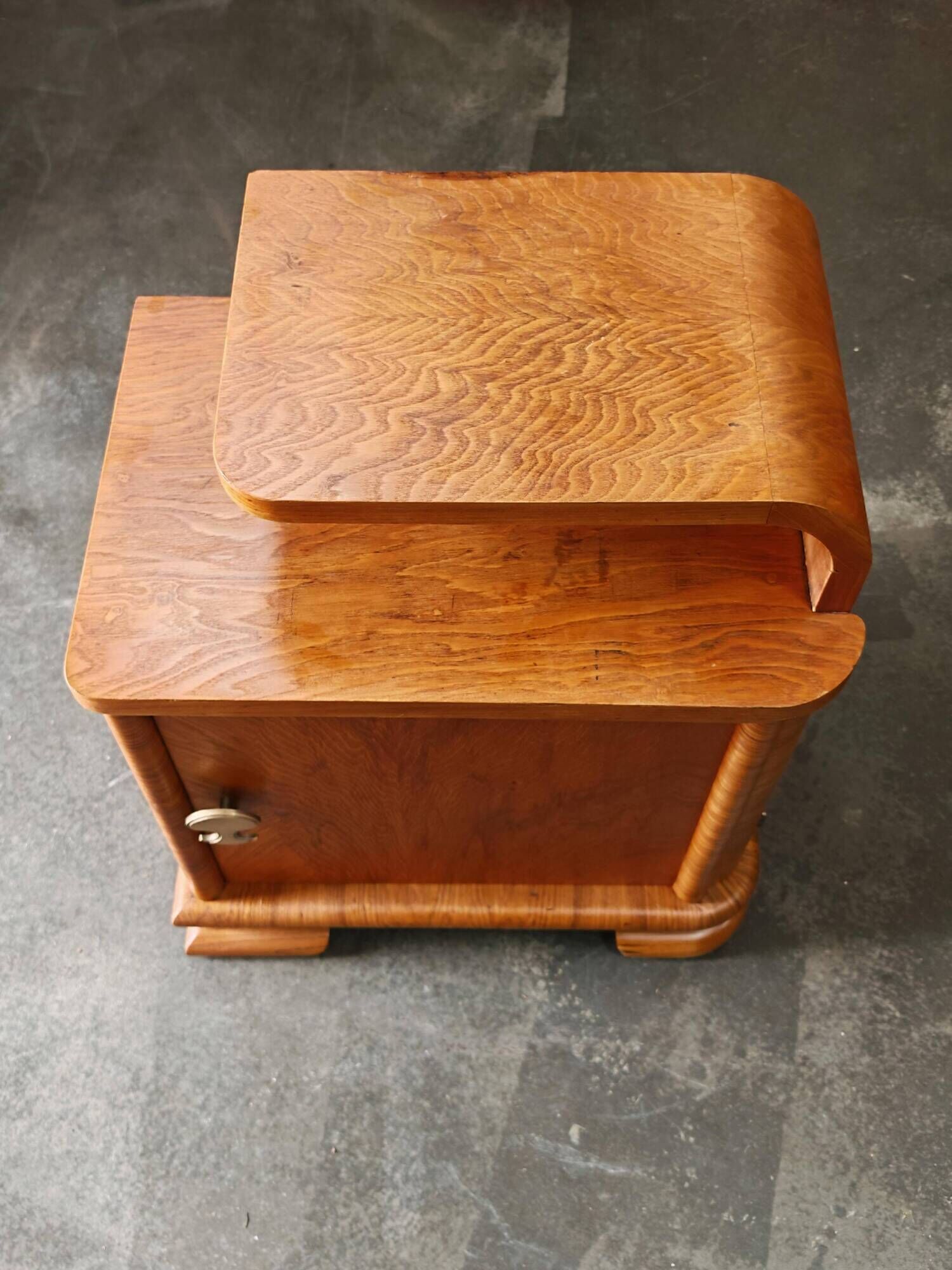 Pair of Art Deco bedside tables renovated in ash, 1930s.