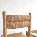 Lot 4 seated wooden chairs and straw backrest