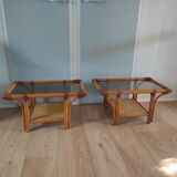 Pair of rattan bedside tables