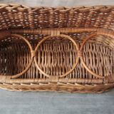 Vintage wicker bottle rack