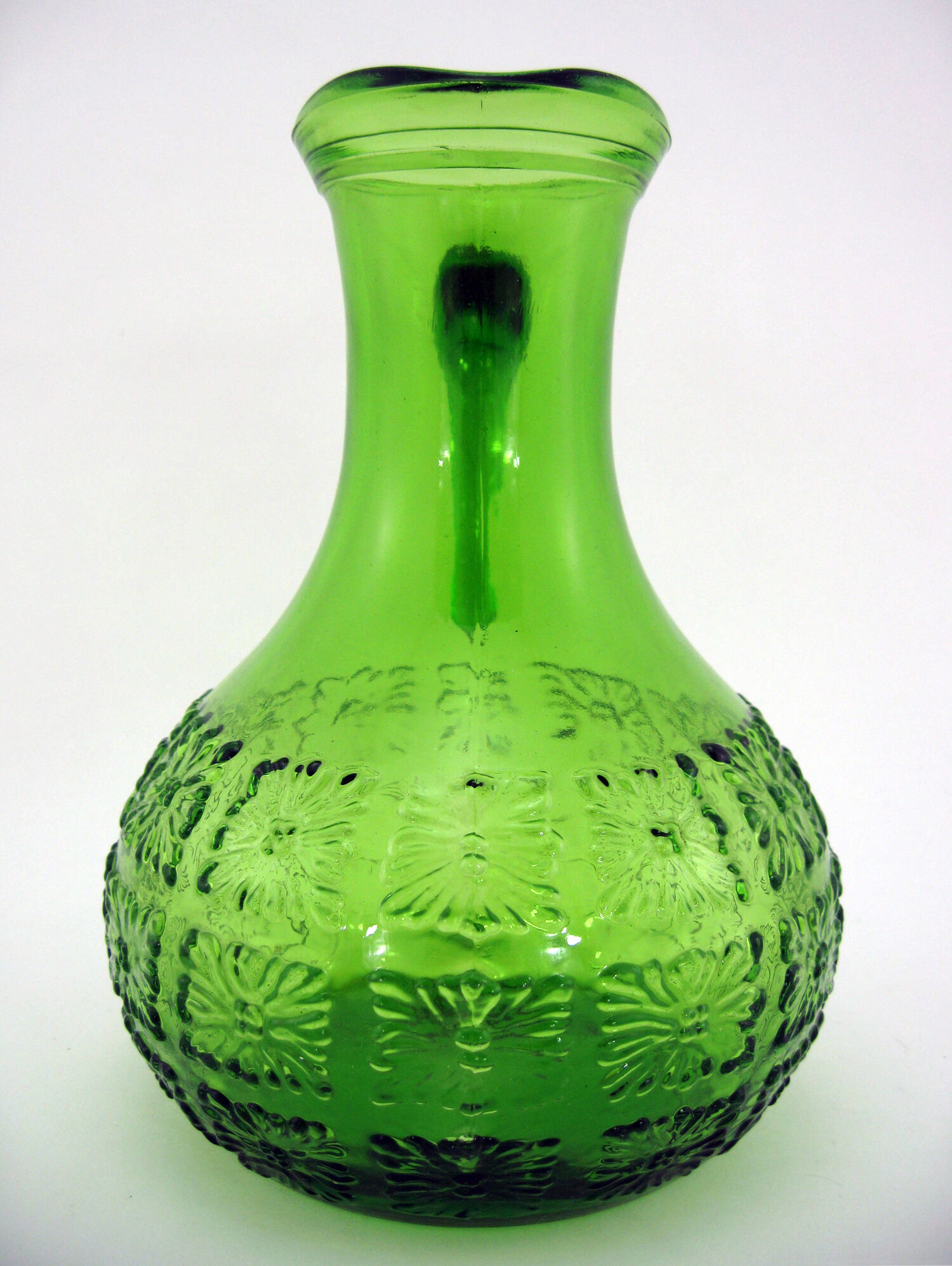 Emerald green molded glass pitcher - Bormioli Fidenza Vitraria Italy - vintage 60s