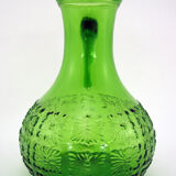 Emerald green molded glass pitcher - Bormioli Fidenza Vitraria Italy - vintage 60s