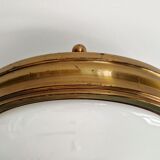 Mid-century ceiling light in brass and white opaline, 1950s