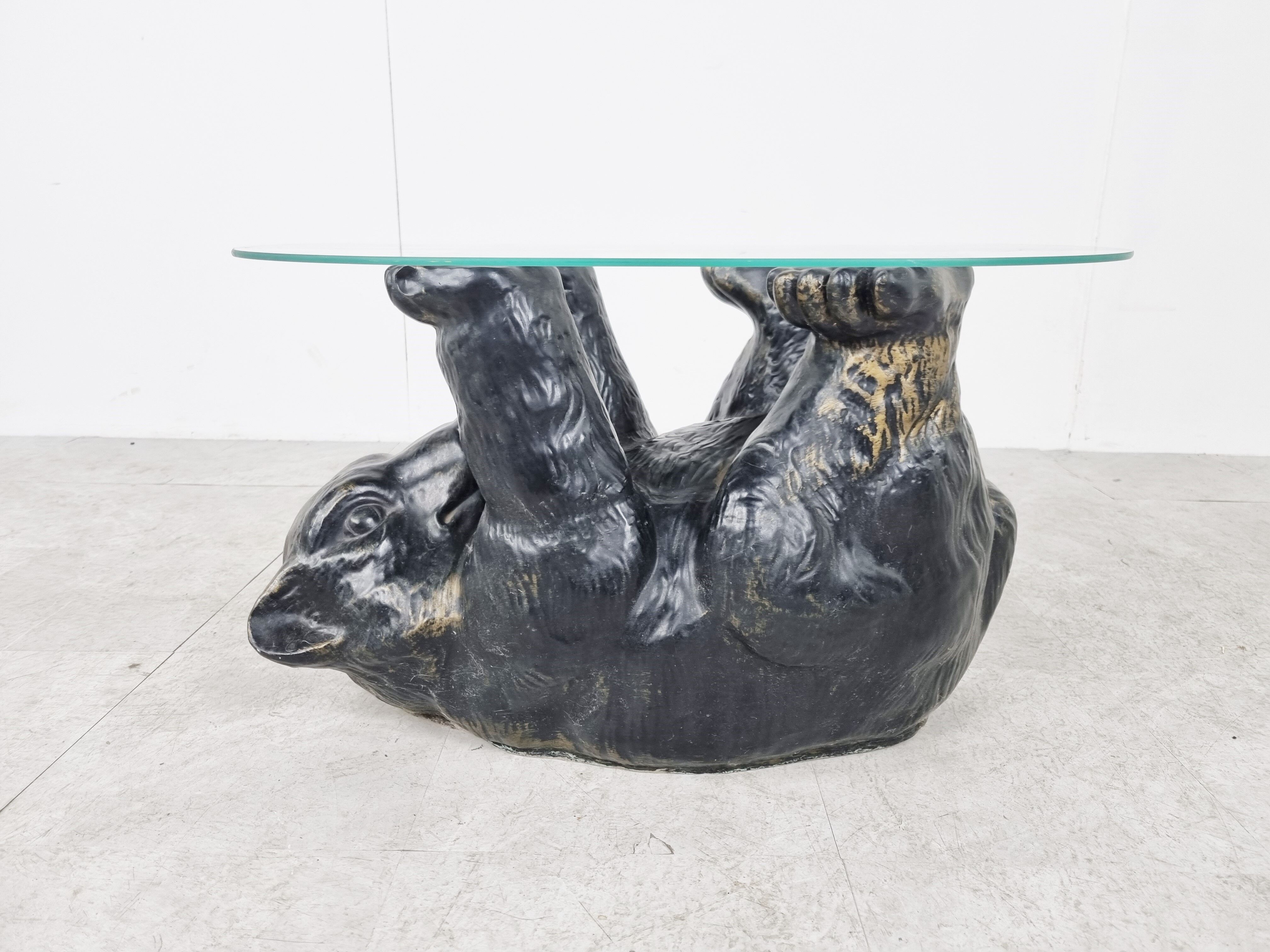 Sculptural black bear coffee table, 1970s