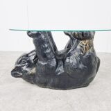Sculptural black bear coffee table, 1970s