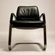 Black leather and chrome steel office chair, Italy 1990