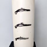 Porte-parapluie en métal verni beige et laiton Attr. à Fornasetti