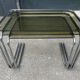 Series of 3 metal and glass nesting tables Space age