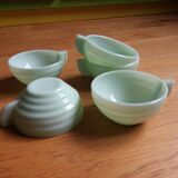 5 pale green Art Deco opaline cups