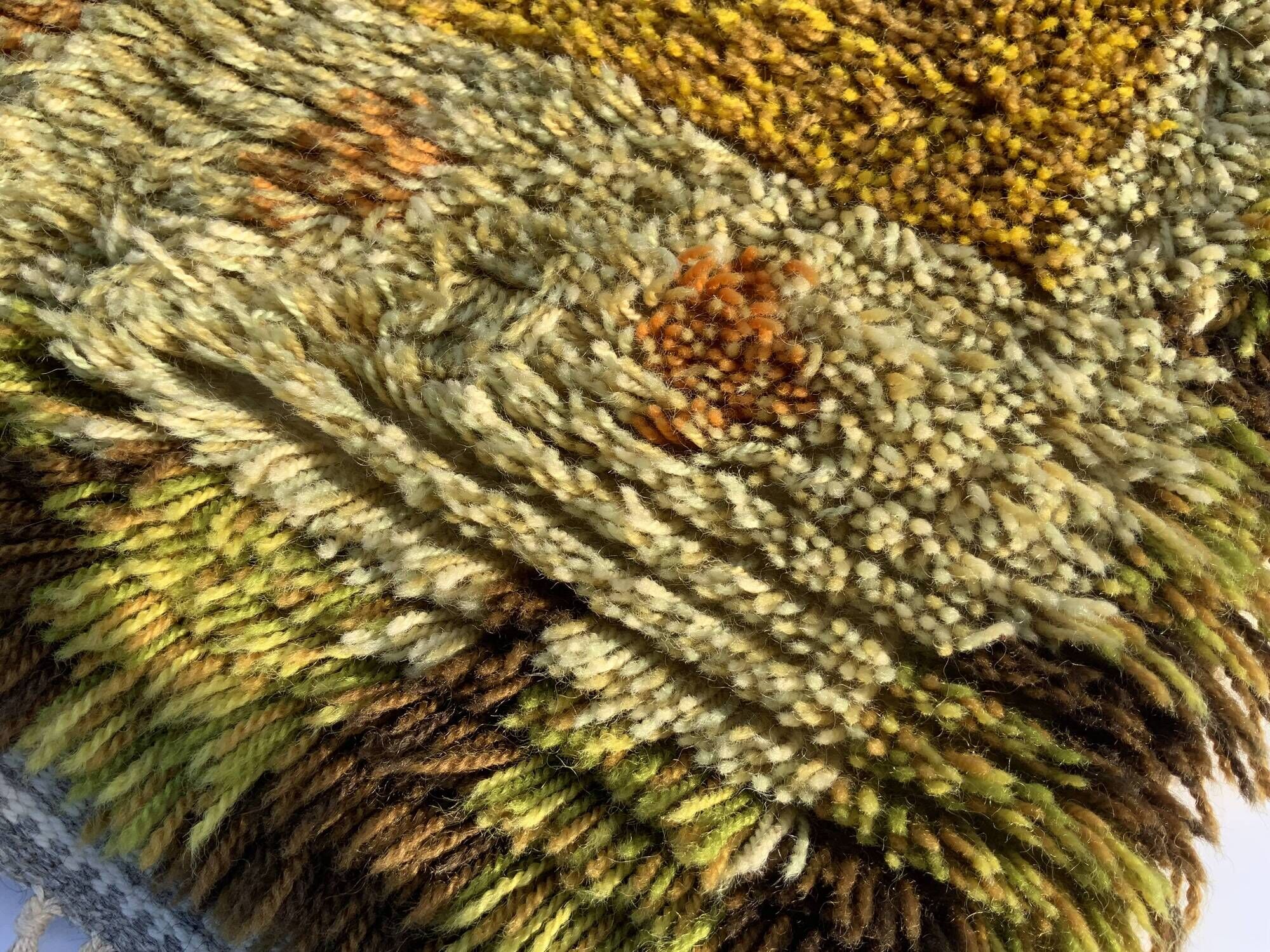 Vintage Scandinavian Design Wool Rya Rug Woven Handmade Vintage 1970s
