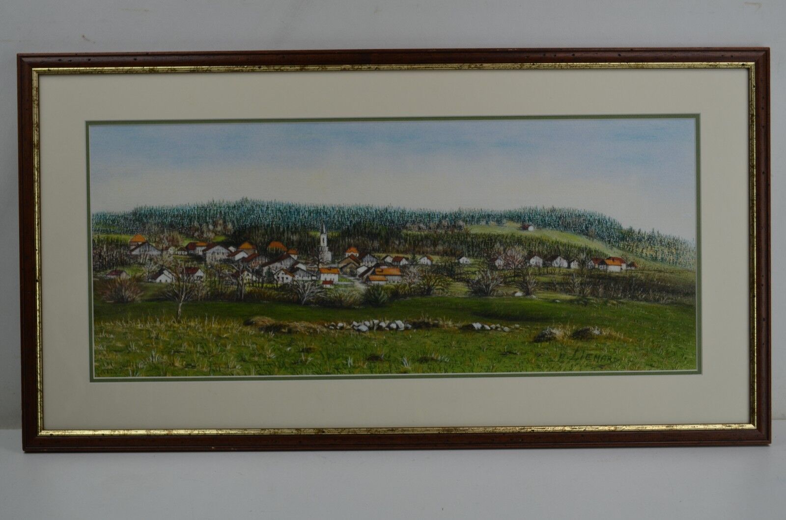 Eliane lienard (xxth century) pastel "landscape of rantechaux in the doubs" signed lower right