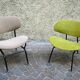 Set of two chairs in painted metal and fabric, Italy, 1950