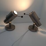 Pair of vintage space age Zodiac reading or bedside wall lamps by Jacques Biny for Lita