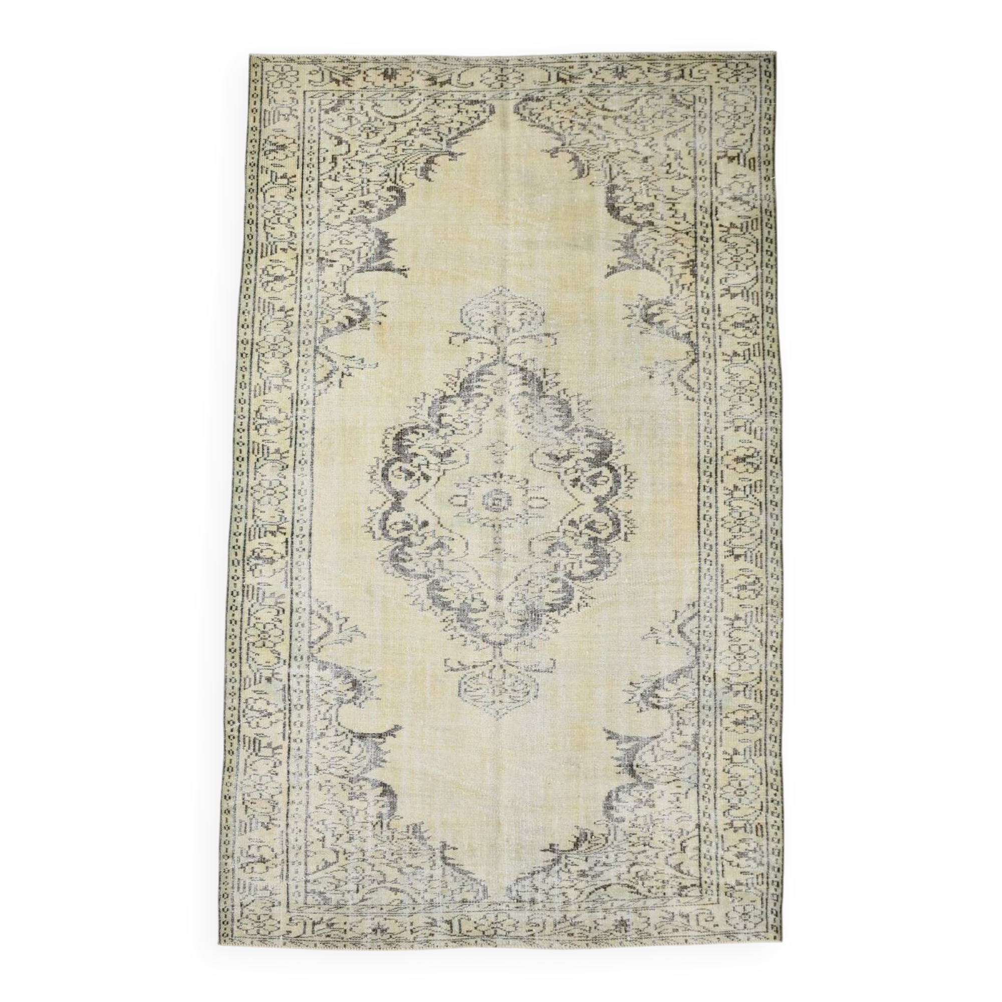 Light Yellow & Brown Vintage Rug, 164x266Cm