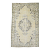 Tapis vintage jaune clair et marron, 164 x 266 cm
