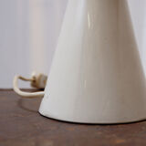 Vintage ceramic table lamp in sand color with a new rope lampshade