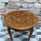 Round clover inlaid side coffee table