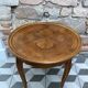 Table basse d'appoint ronde marquetée trèfle