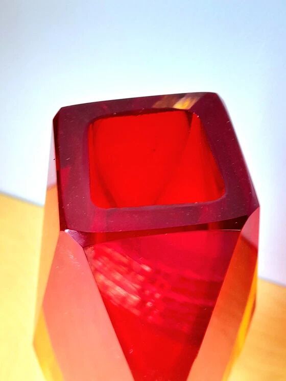 Sommerso vase prism, Flavio Poli, Murano 1970