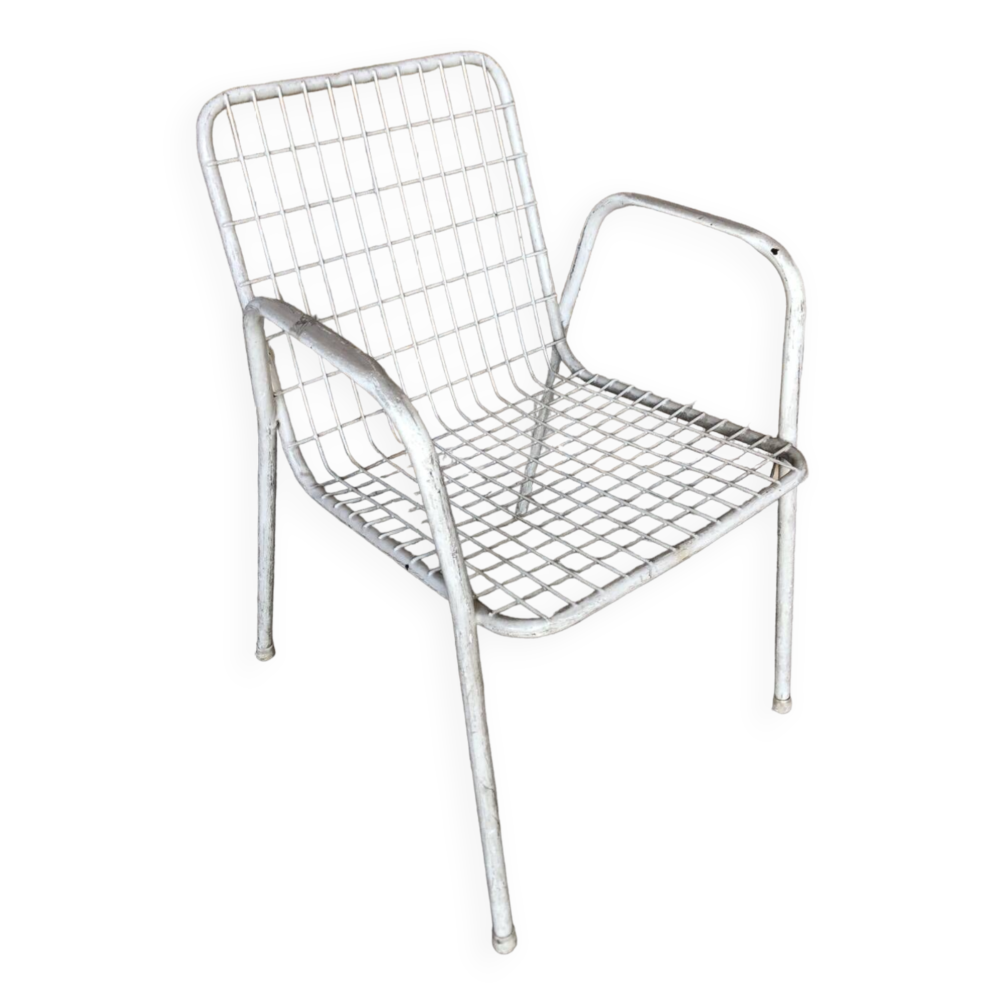 Ancien fauteuil emu rio metal blanc vintage