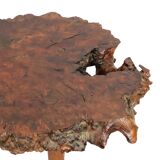 Vintage Rustic Side Table Root Wood Tree Trunk Tripod Coffee Table