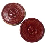 Pair of 1950s earthenware bottle coasters