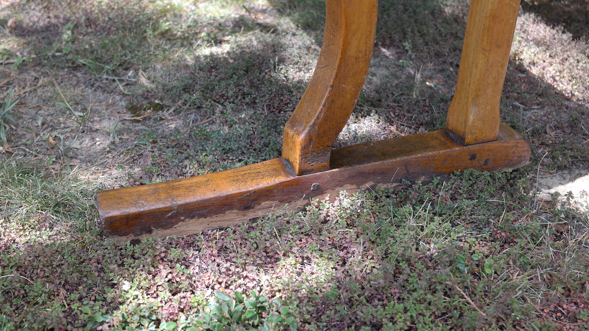 Old solid oak church pew