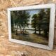 Ancien tableau huile sauveur bernay theric 1895 le rhône avec cadre bois vintage