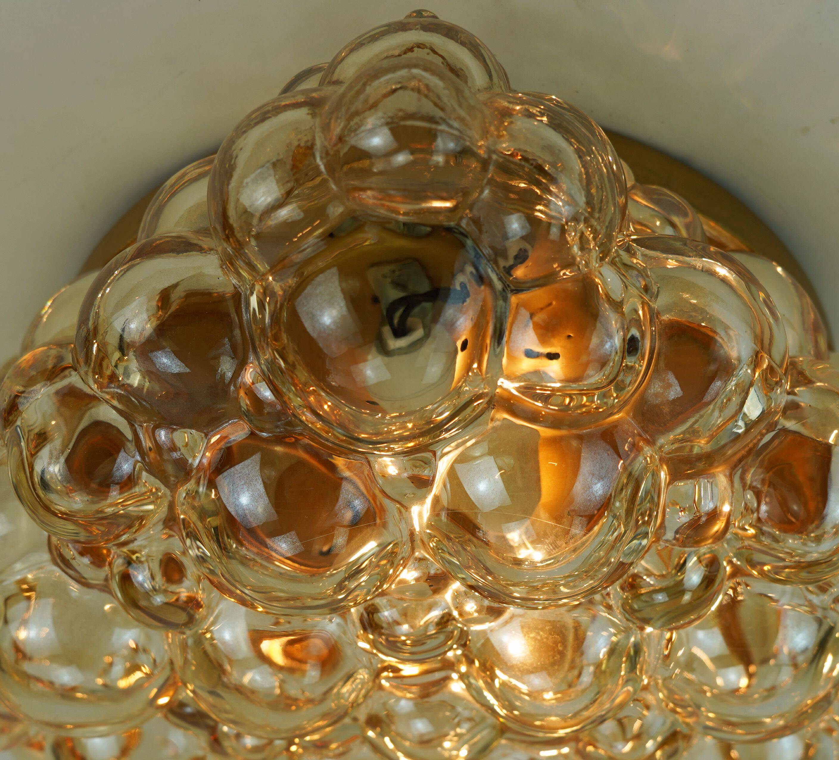 large mid century modern 1960's 1970's bubble amber glass CEILING LIGHT