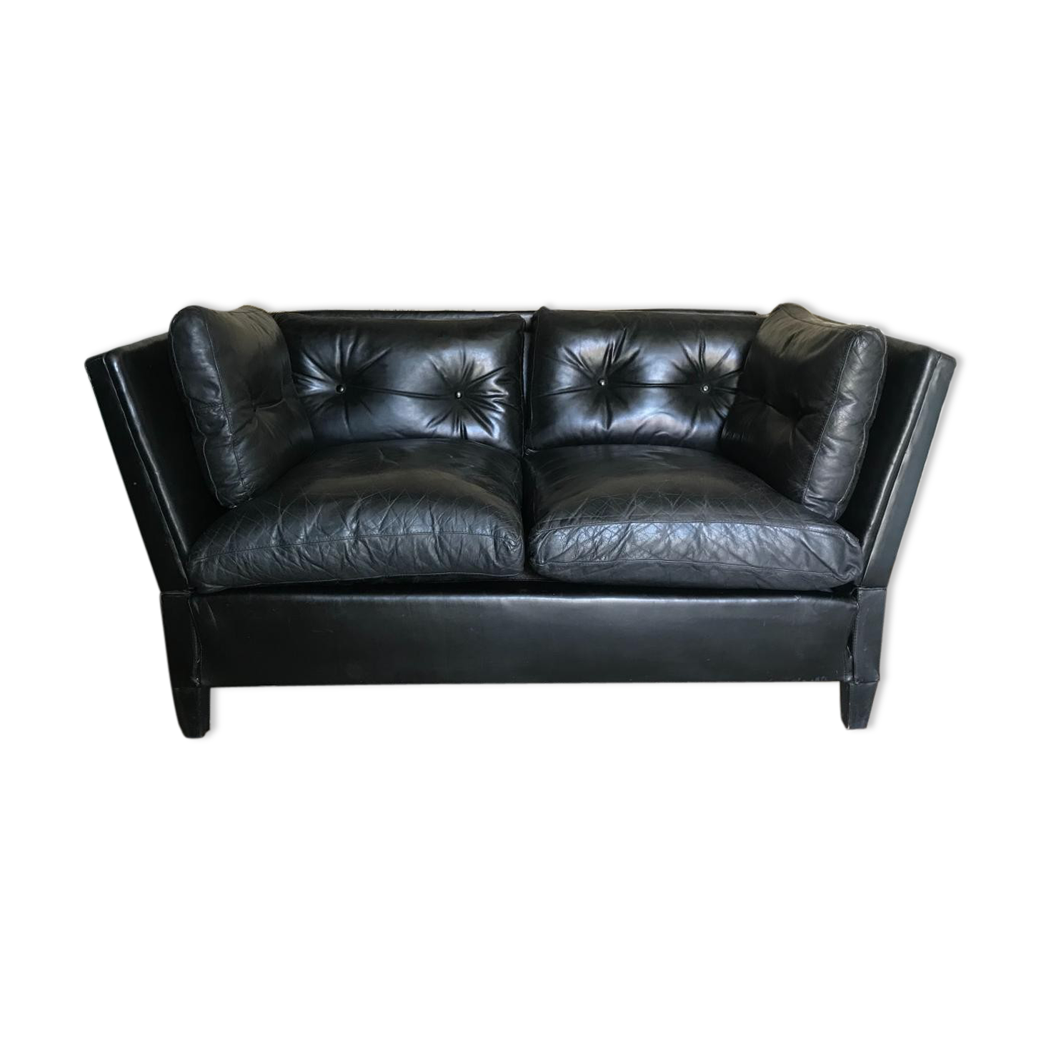 Black leather sofa
