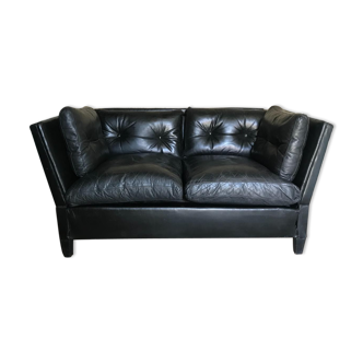 Black leather sofa