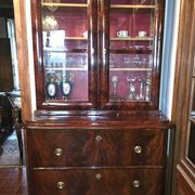 English mahogany library chest of drawers, in Empire or Restoration style.