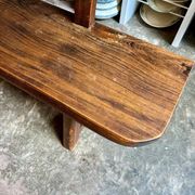 Aranjou dark wood dining table and 2 benches from the 70s/80s ☐ 200 x 89 cm