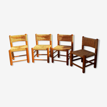 set of 4 mulched pine chairs