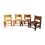 set of 4 mulched pine chairs