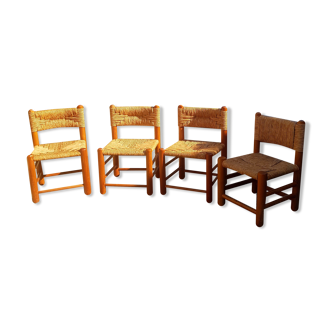 set of 4 mulched pine chairs