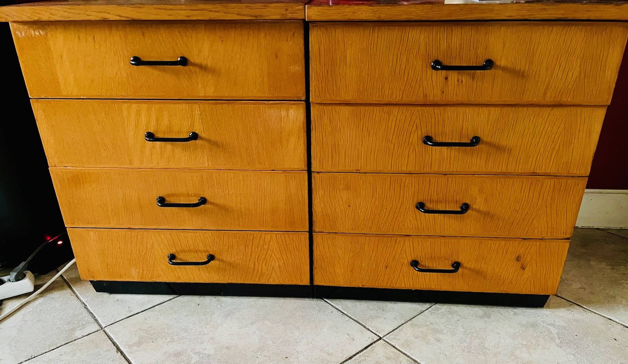 Vintage low storage cabinet blond oak Circa 60
