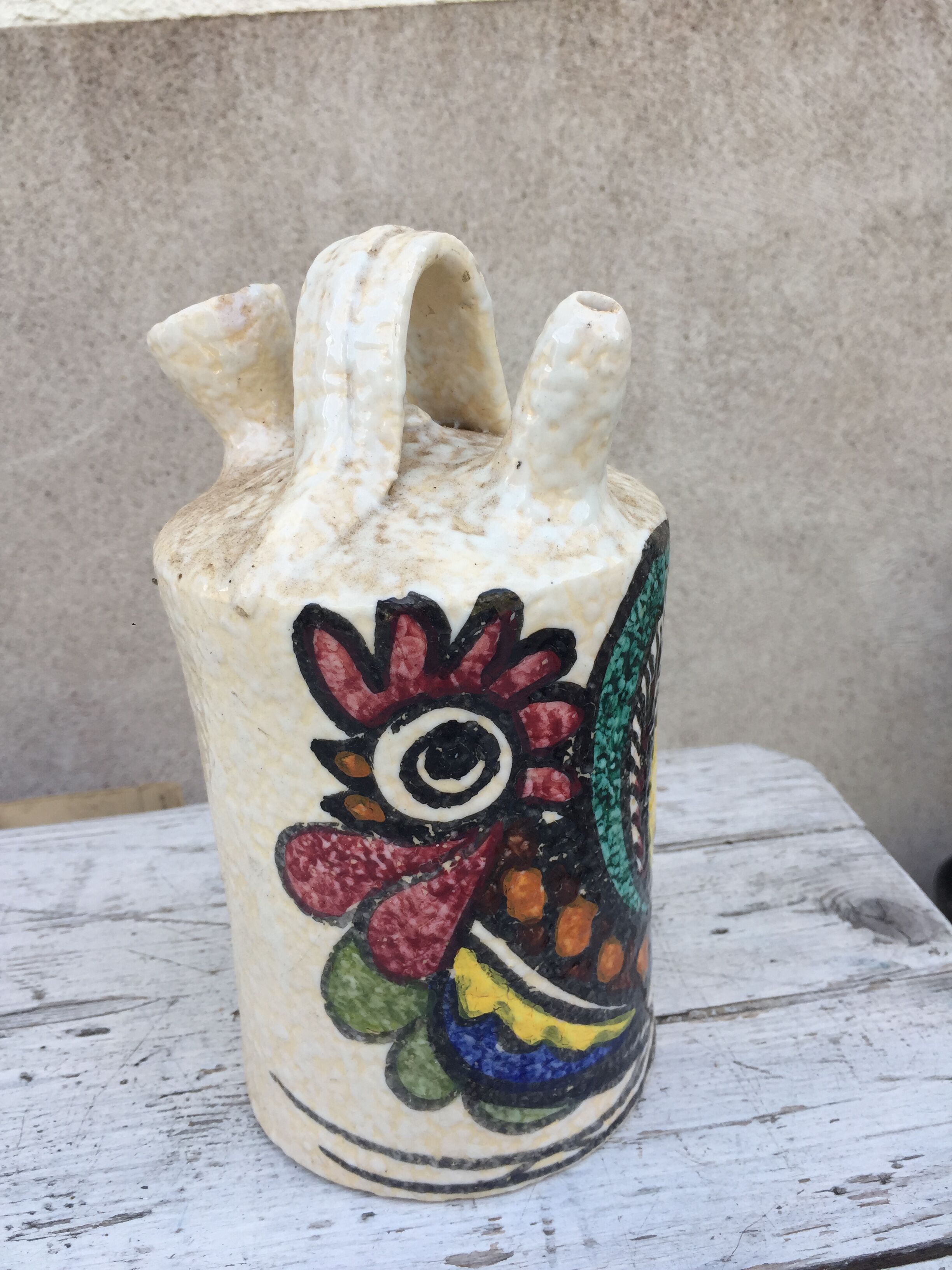 Gargoulette rooster pattern jug