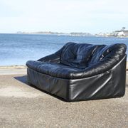De Pas, D'Urbino and Lomazzi sofa, France, 1980s, black leather, Cinna