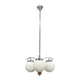 Art Deco Chandelier, Chrome, Walnut & Glass, 1930s