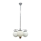 Chandelier Art Déco, chrome, noyer et verre, années 1930