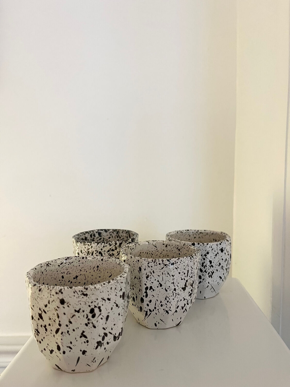 6 speckled ceramic coffee cups