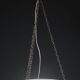 French Art Deco glass bowl pendant chandelier with floral pattern, 1950